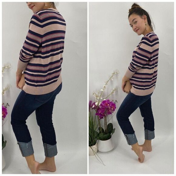 Halogen Cardigan NWT Striped Blue/Coral/Pink XS - Picture 1 of 9